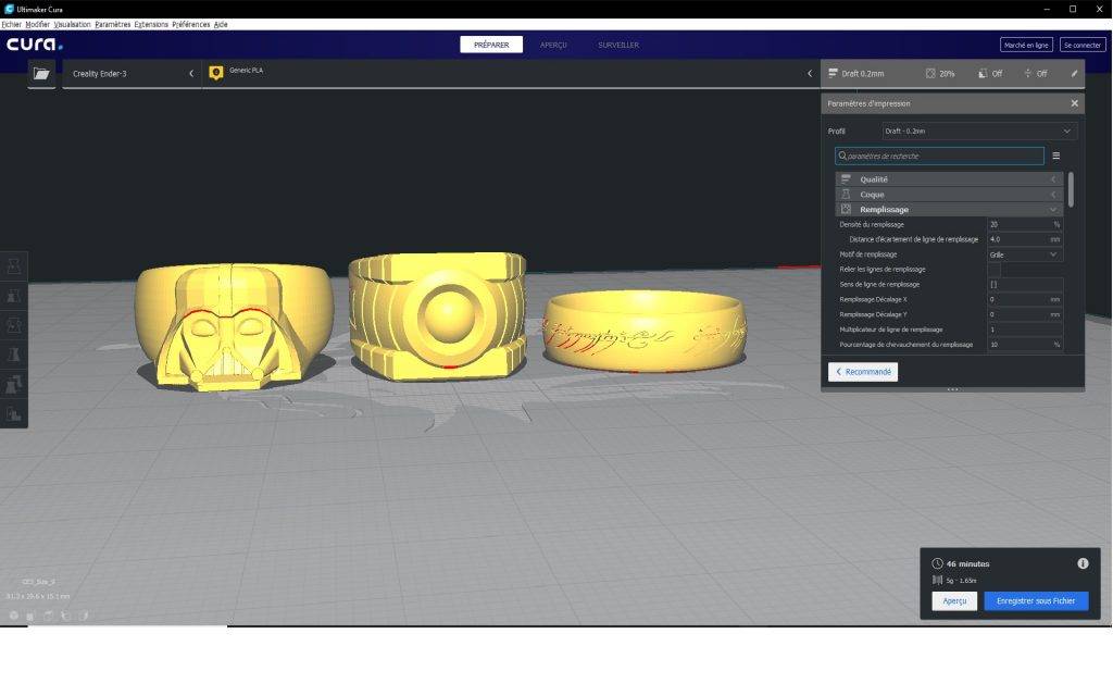 modélisation 3D d'anneaux